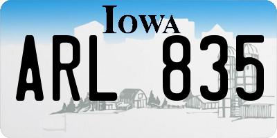 IA license plate ARL835
