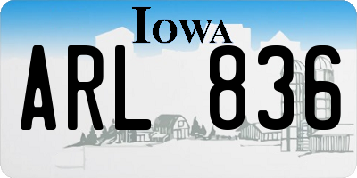 IA license plate ARL836