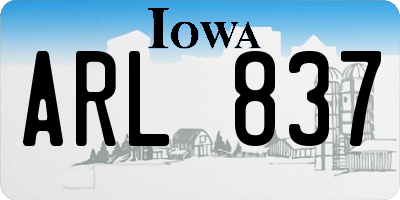 IA license plate ARL837