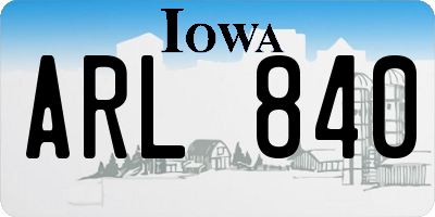 IA license plate ARL840