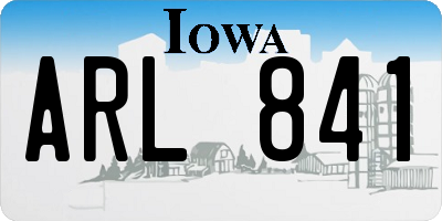IA license plate ARL841