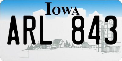 IA license plate ARL843
