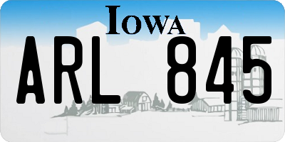 IA license plate ARL845
