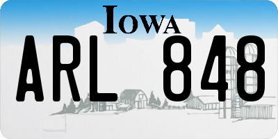 IA license plate ARL848