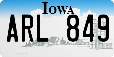 IA license plate ARL849