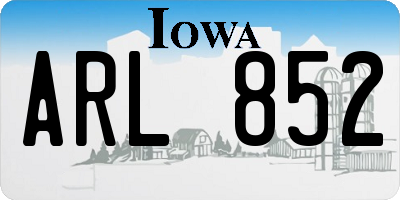 IA license plate ARL852