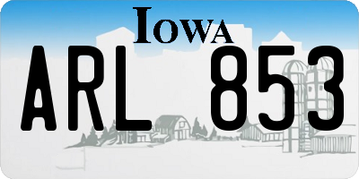 IA license plate ARL853