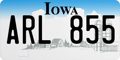 IA license plate ARL855