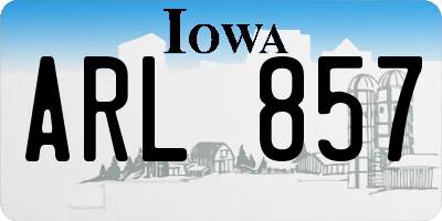IA license plate ARL857