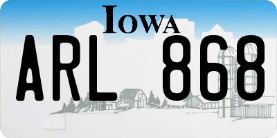 IA license plate ARL868