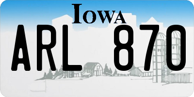 IA license plate ARL870