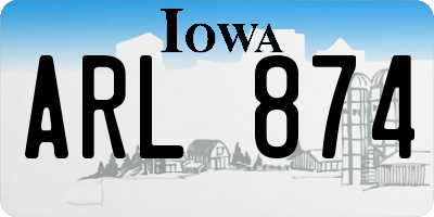 IA license plate ARL874