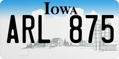 IA license plate ARL875