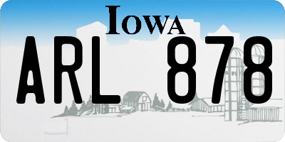 IA license plate ARL878