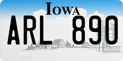IA license plate ARL890