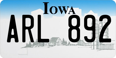 IA license plate ARL892