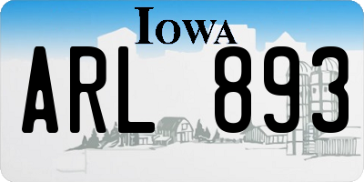 IA license plate ARL893