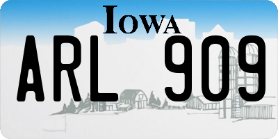 IA license plate ARL909