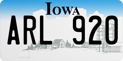 IA license plate ARL920