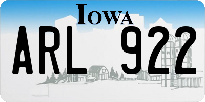 IA license plate ARL922