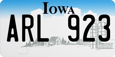 IA license plate ARL923