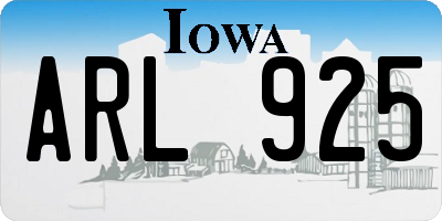 IA license plate ARL925