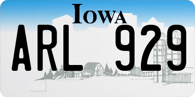 IA license plate ARL929
