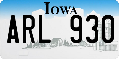 IA license plate ARL930