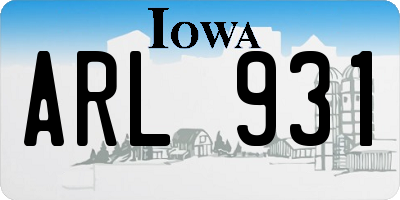 IA license plate ARL931