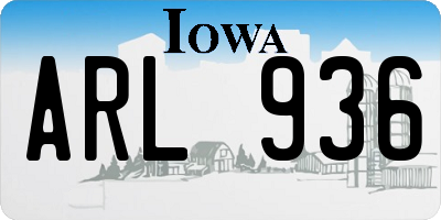 IA license plate ARL936