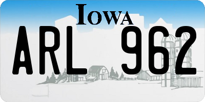 IA license plate ARL962
