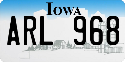 IA license plate ARL968