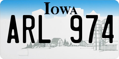 IA license plate ARL974