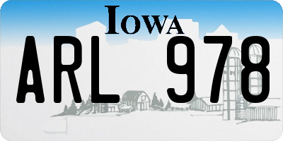 IA license plate ARL978