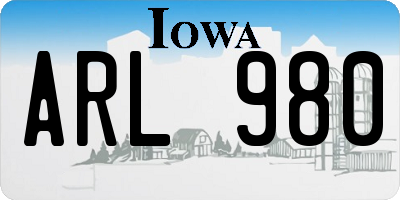 IA license plate ARL980