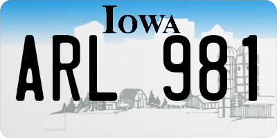 IA license plate ARL981
