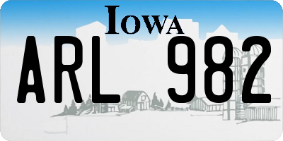 IA license plate ARL982