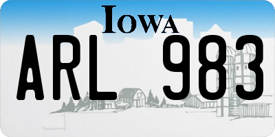 IA license plate ARL983