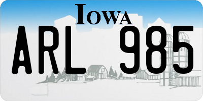 IA license plate ARL985