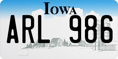 IA license plate ARL986