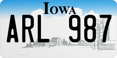 IA license plate ARL987