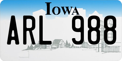 IA license plate ARL988