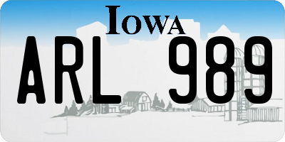 IA license plate ARL989