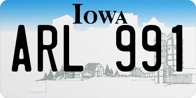 IA license plate ARL991