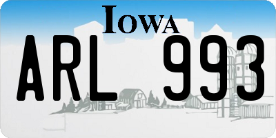 IA license plate ARL993