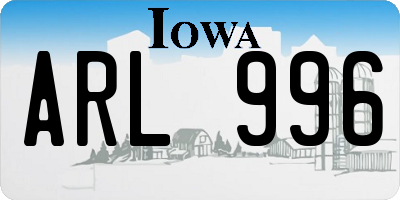 IA license plate ARL996