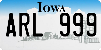 IA license plate ARL999
