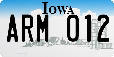 IA license plate ARM012