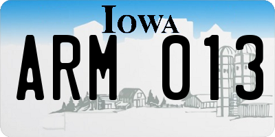 IA license plate ARM013
