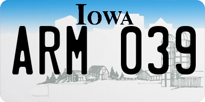 IA license plate ARM039